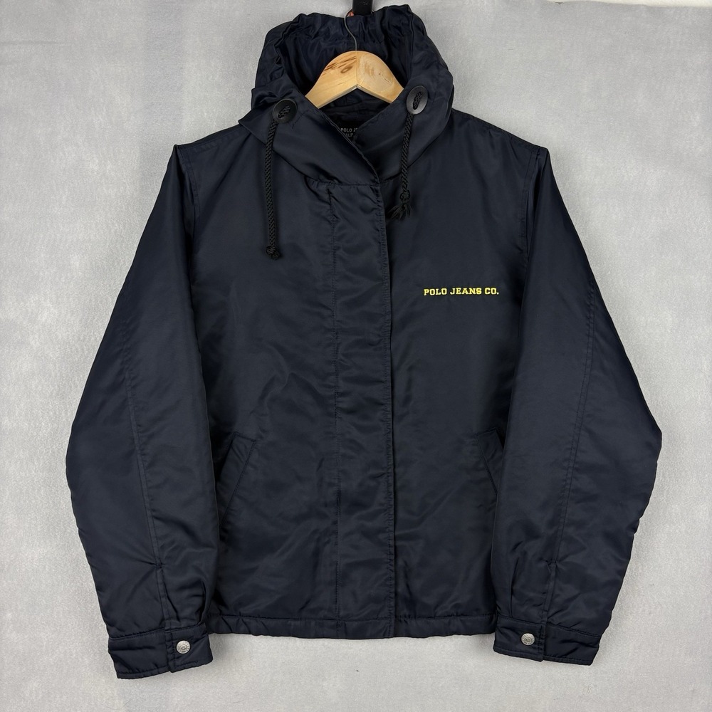 Polo Jeans Co Ralph Lauren Rain Jacket Men’s Large Navy Blue Quilted Down Fill